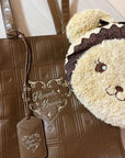 Flower Knows Chocolate Leather Tote Bag