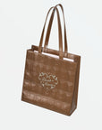 Flower Knows Chocolate Leather Tote Bag